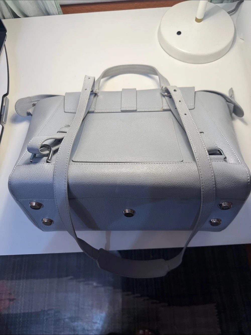 Senreve Pebbled Leather Satchel in Light Gray